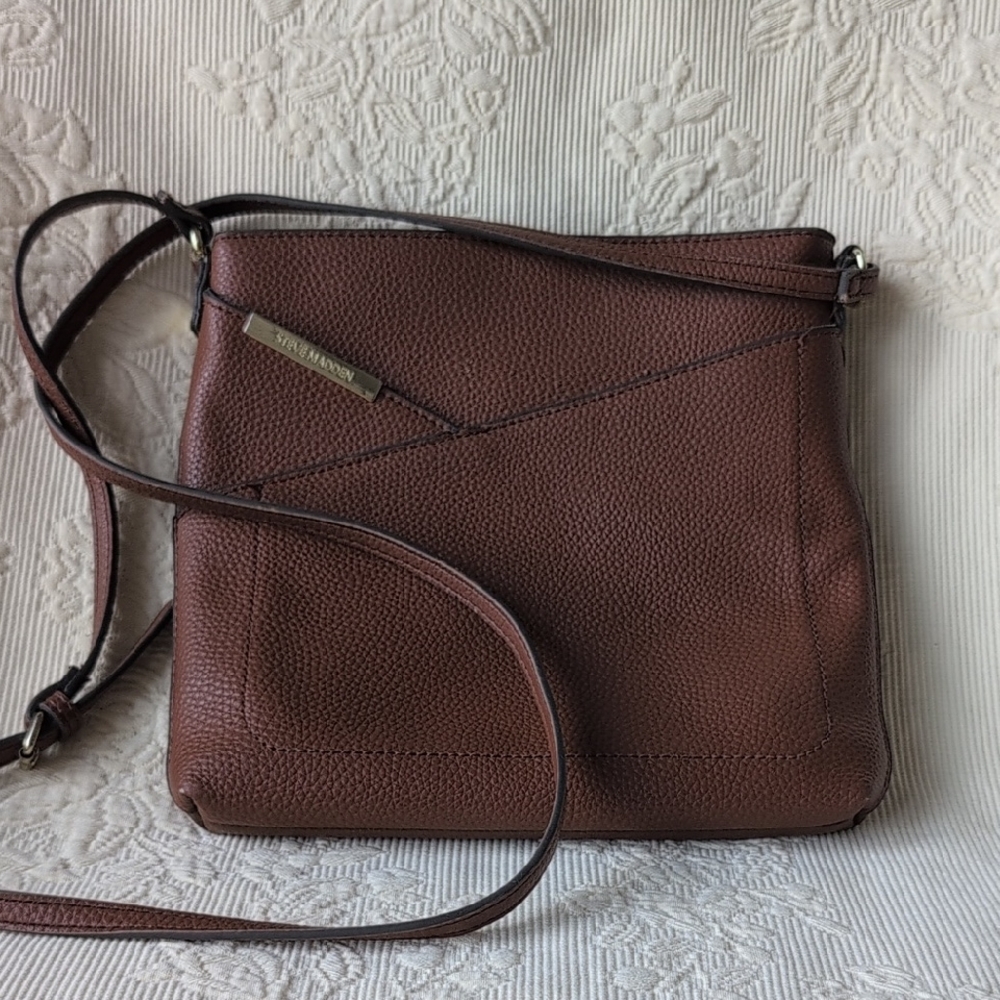 Steve Madden Brown Faux Leather Crossbody Bag